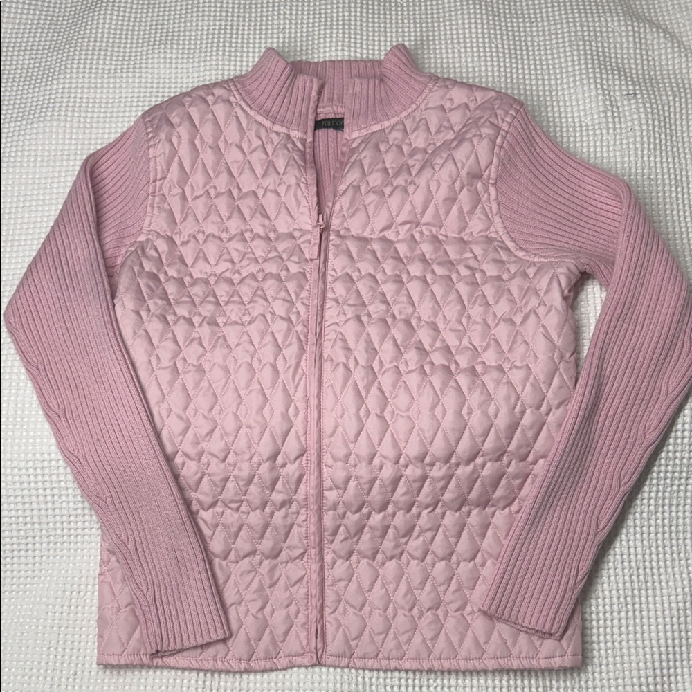 Pink Quilted Zip-Up Jacket - Small